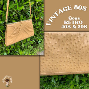 Vtg 80s Retro 40s 50s Ostrich Leather Purse Rockabilly Punk Indie StreetStyle